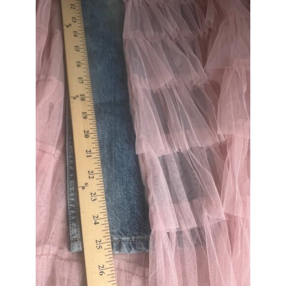 We The Free Pirouette Jean Skirt Combo Tulle Overlay Caviar Bar Blue & Pink 27 - Picture 9 of 14